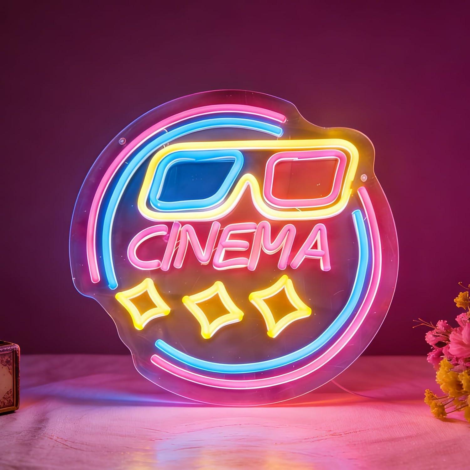 Home Cinema Wall Lights - シネマネオンサイン USB調光可能なLEDライト ホームシアター リビングルーム パーティー 映画の夜