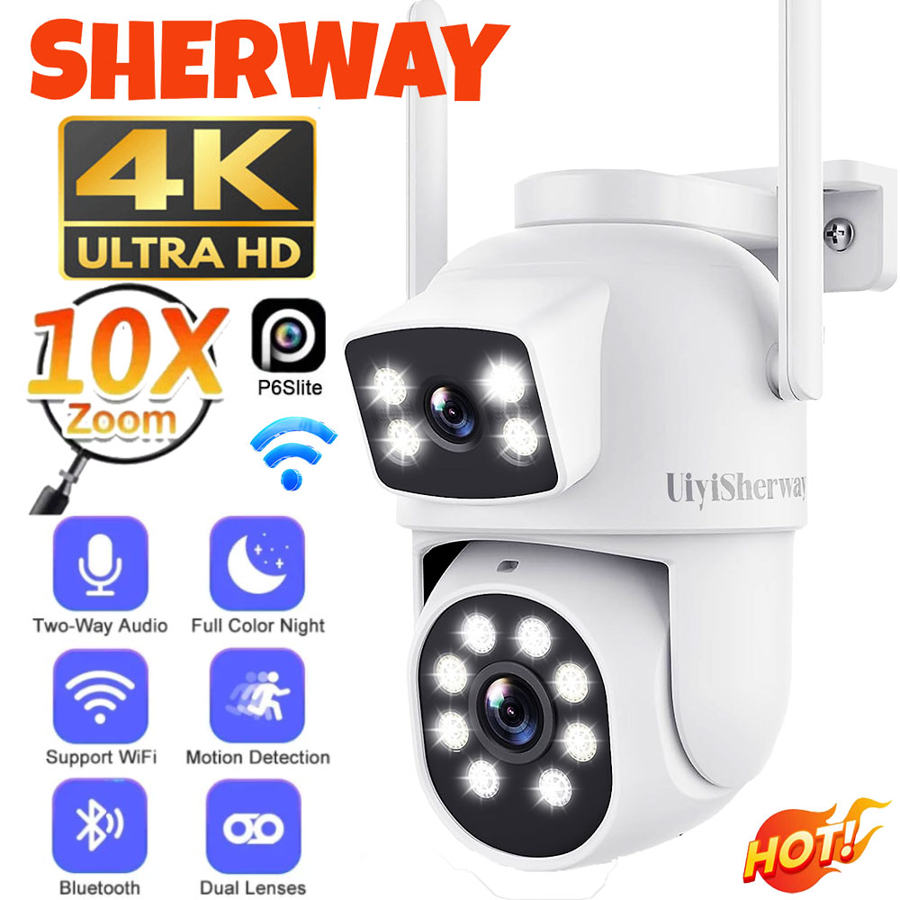 Home Cinema Outdoor - Uiyisherway-屋外PTZセキュリティカメラ,デュアルレンズ,自動モーション検出,ビデオ監視,10倍ズーム,デュアルスクリーン,wifi,4k