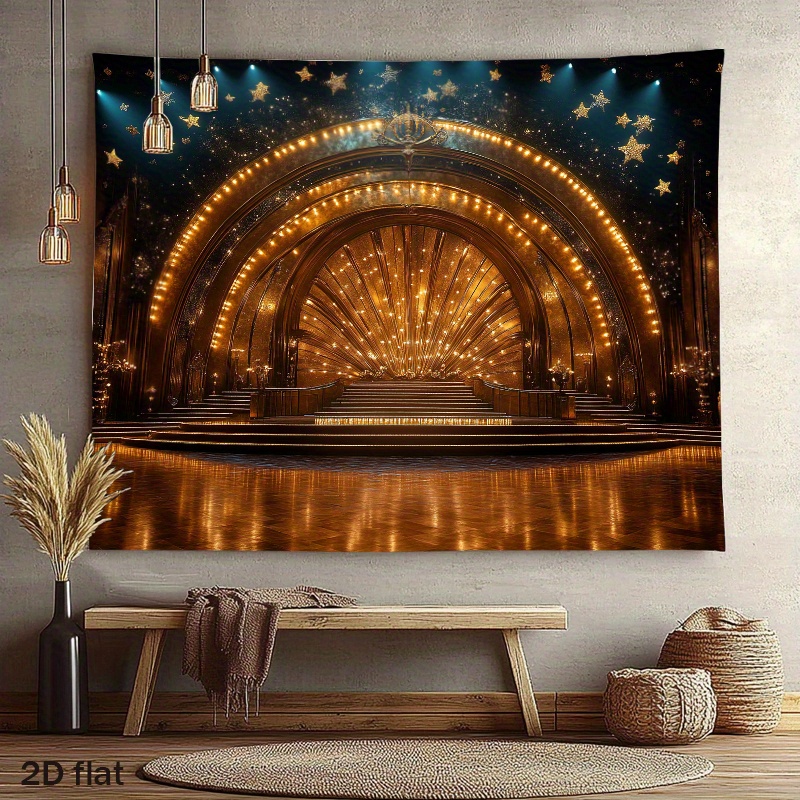 Home Cinema Wall Lights - 豪華なゴールデンシアターステージアーチライトスタースポットライトコンサートパフォーマンスイベント背景ホームシネマ音楽室壁装飾