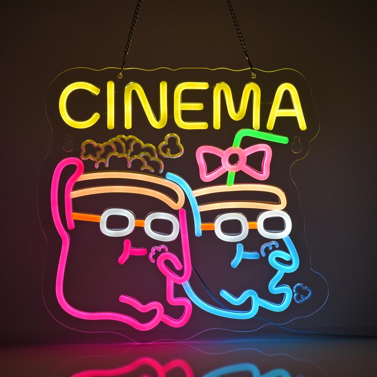 Home Cinema Wall Lights - シネマネオンサイン USB電源調光可能ネオンライト 壁掛けアート装飾 商業用ホームシアター シネマ 映画ルーム用