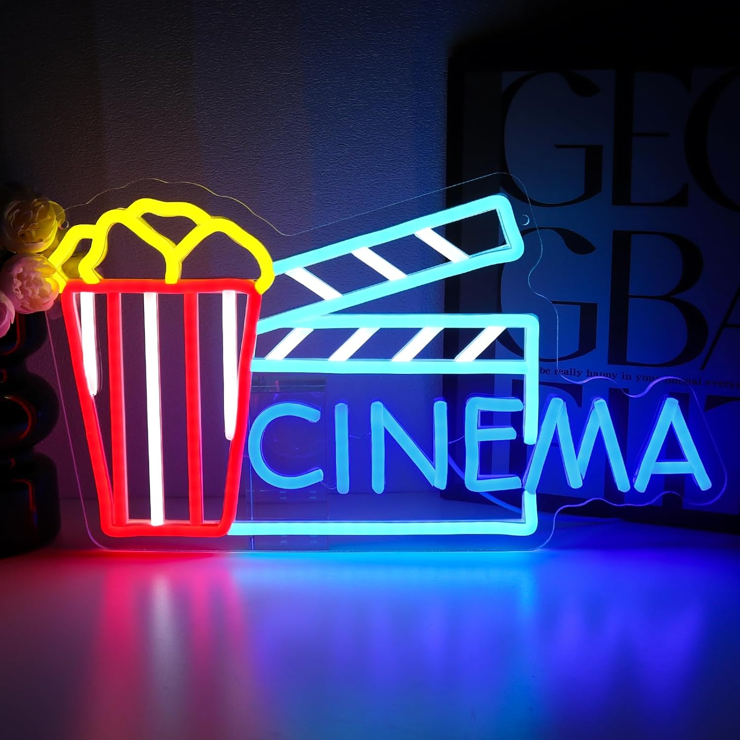 Home Cinema Wall Lights - 映画館ネオンサインアートウォールライトUSBポップコーンLEDネオンライト、劇場、ホームバー、映画の夜、パーティー、スナック店の装飾、ギフトに