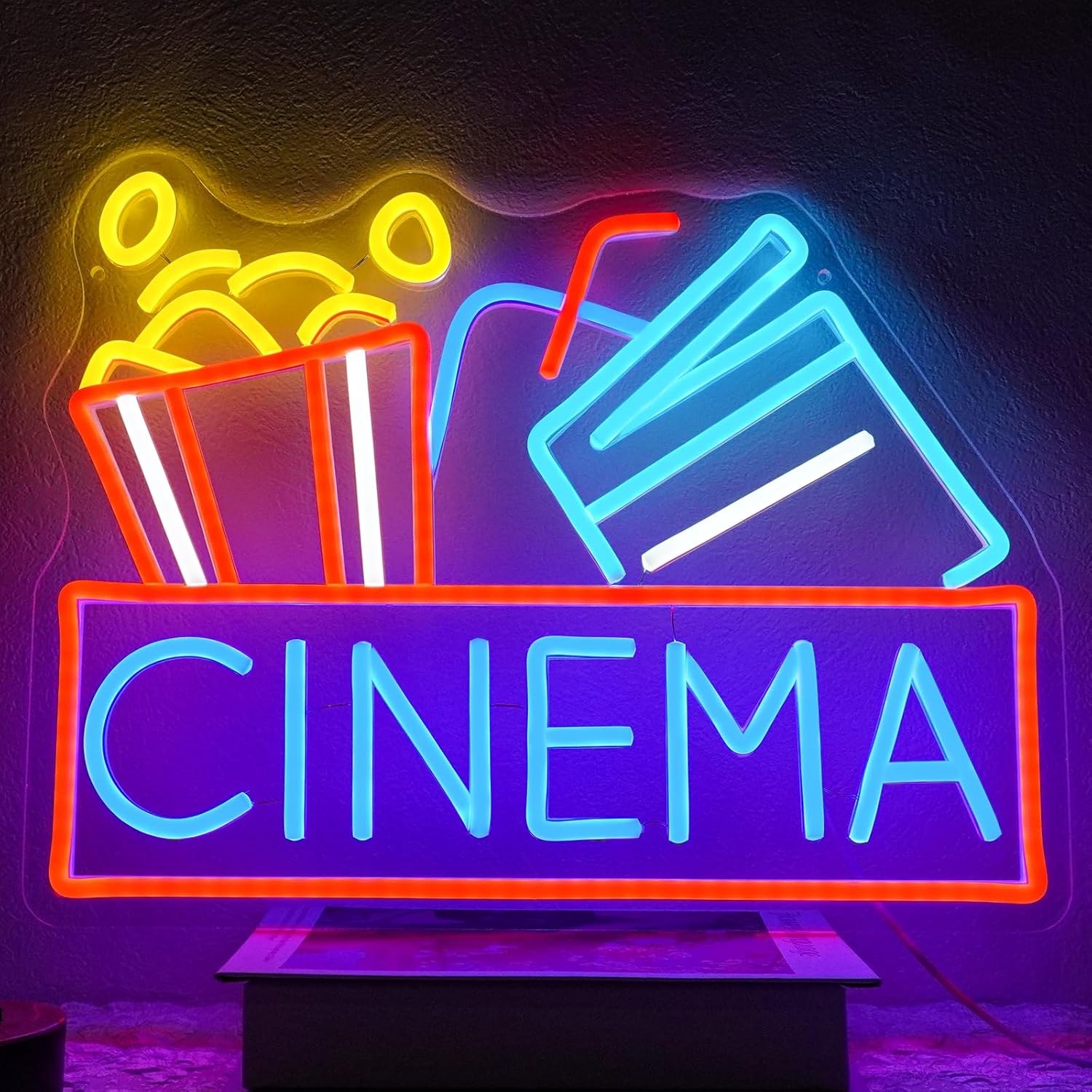 Home Cinema Outdoor - 映画館ネオンサイン USB電源 LED調光可能 LEDイスラムネオンライト 家庭用バー 映画の夜