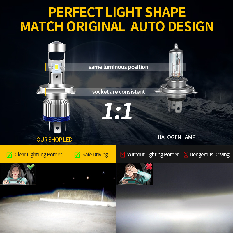 H4 HS1 LED オートバイヘッドライト電球 H4 モト - Home Cinema Projector のレビューと価格
