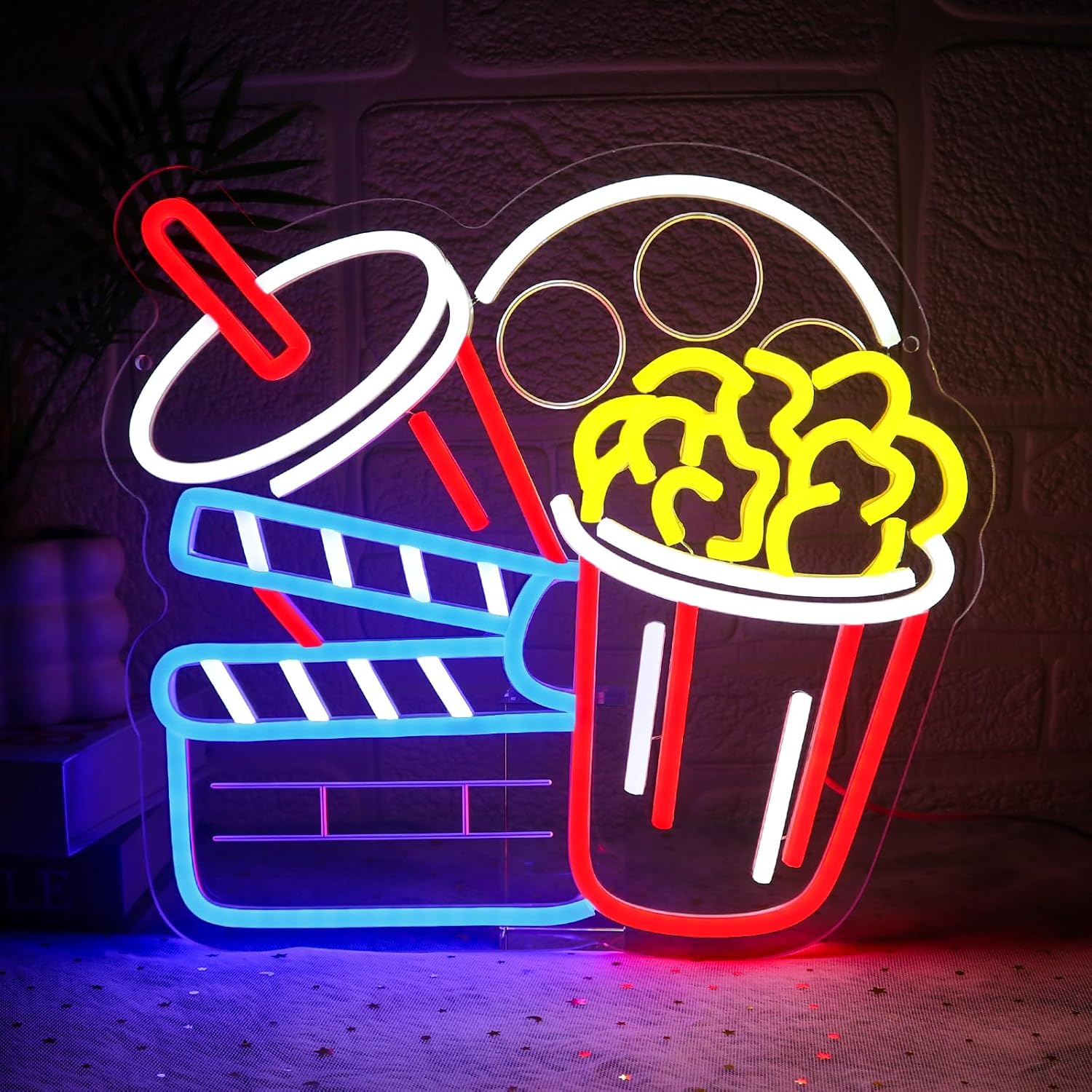 映画館ネオンサインアートウォールライトUSBポップコーンLE - Home Cinema Wall Lights のレビューと価格