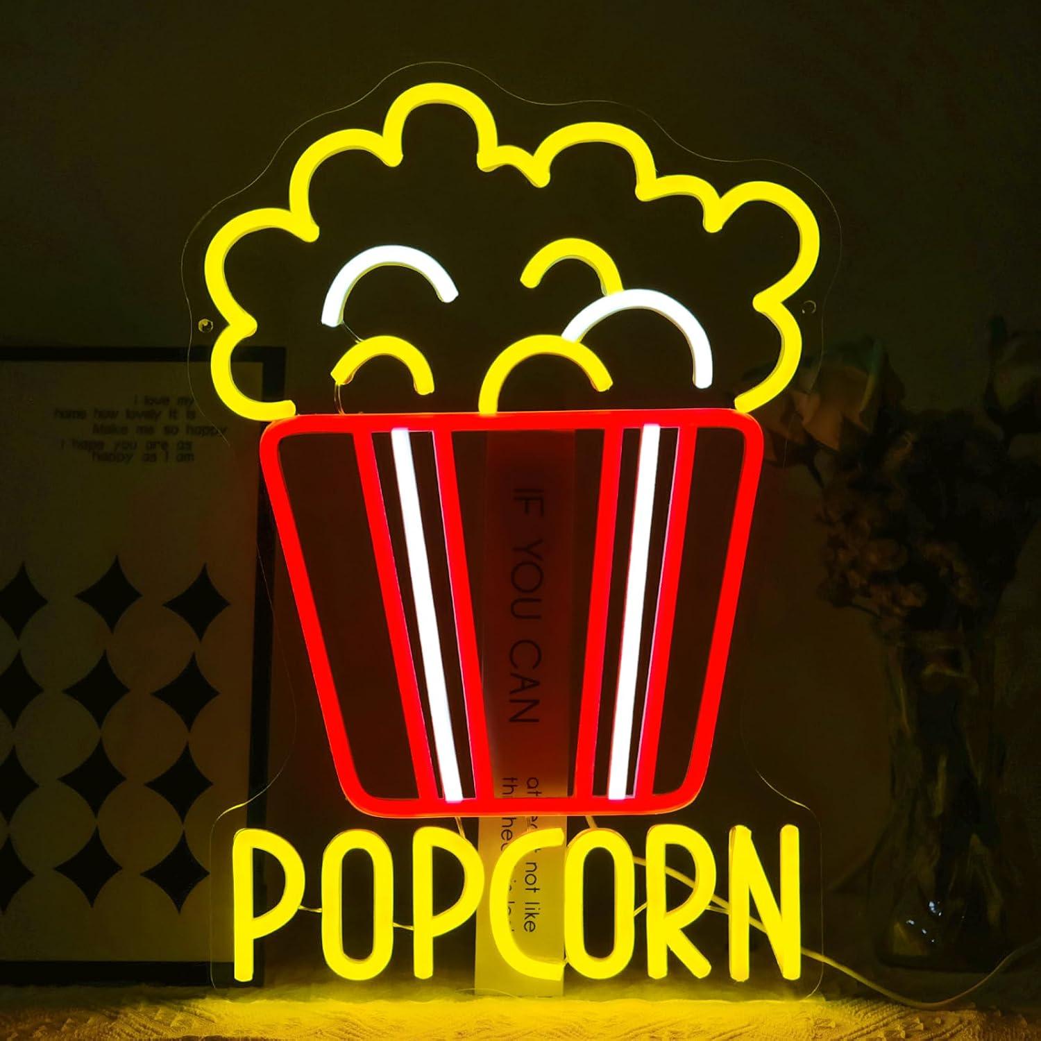 ポップコーンバケットネオンサインUSB調光LEDライトホーム - Home Cinema Wall Lights のレビューと価格
