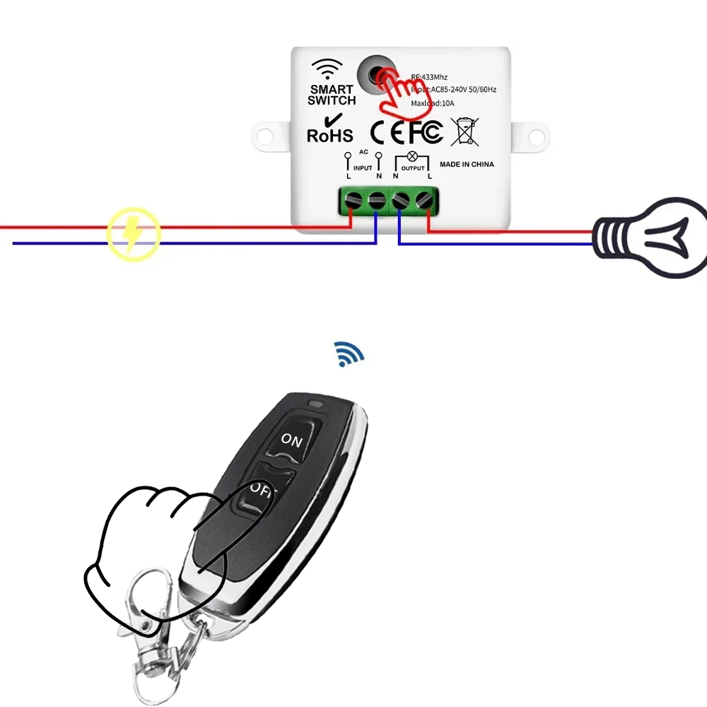 RF 433MHz ワイヤレスリモコンスイッチ スマートホー - Home Cinema Wall Lights のレビューと価格