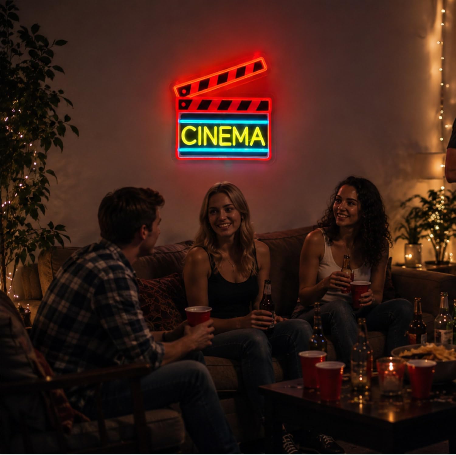シネマクラッパーボードLEDネオンサイン USBネオンライト - Home Cinema Wall Lights のレビューと価格