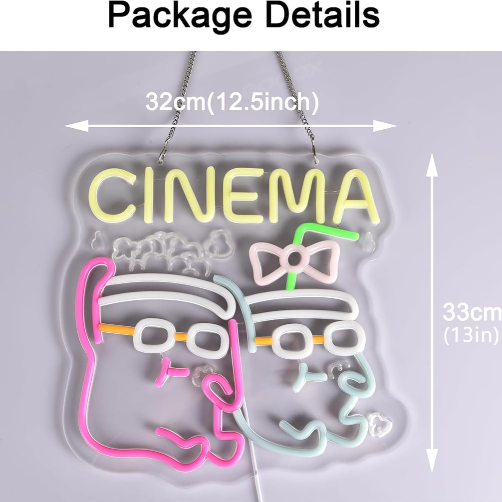 シネマネオンサイン LED ポップコーン ドリンク ネオンラ - Home Cinema Wall Lights のレビューと価格