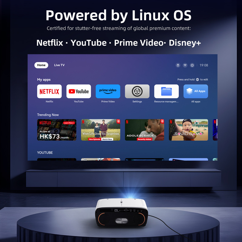 ネイティブ1080P 1850ANSIルーメン ポータブルプ - Netflix Home Cinema のレビューと価格
