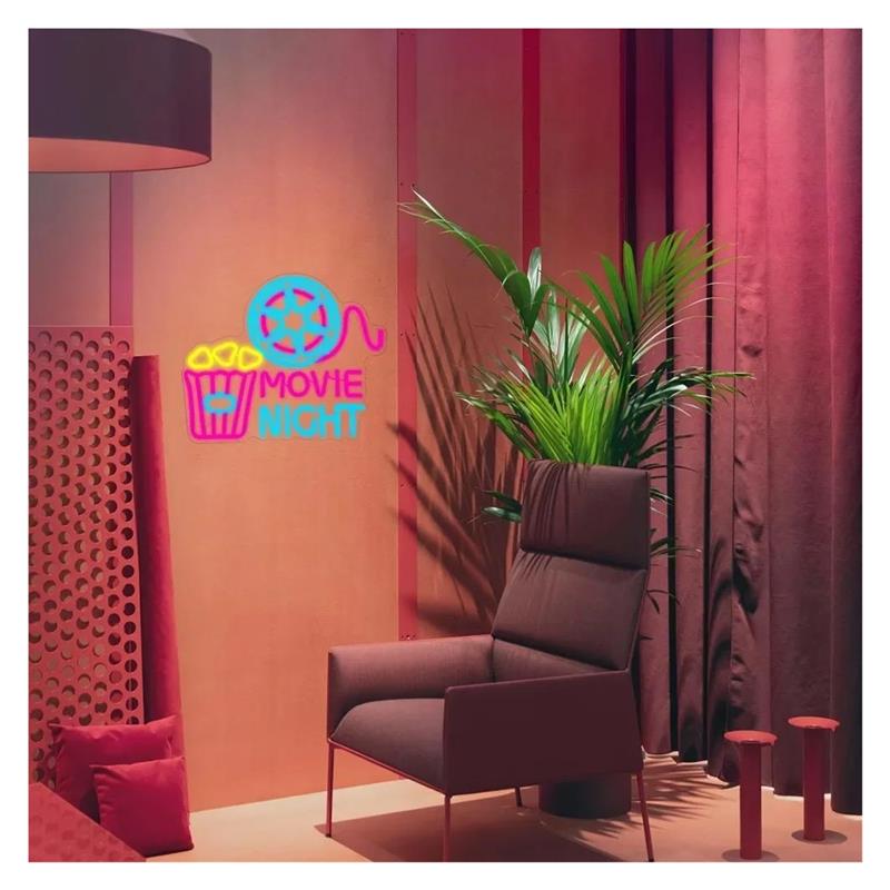 映画の夜 ネオンサイン ポップコーンライト 調光可能 USB - Home Cinema Wall Lights のレビューと価格