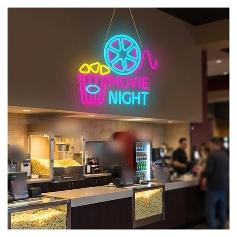 映画の夜 ネオンサイン ポップコーンライト 調光可能 USB - Home Cinema Wall Lights のレビューと価格